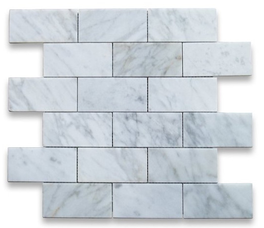 Carrara Marble Subway Brick Mosaic Tile from Stone Center Online