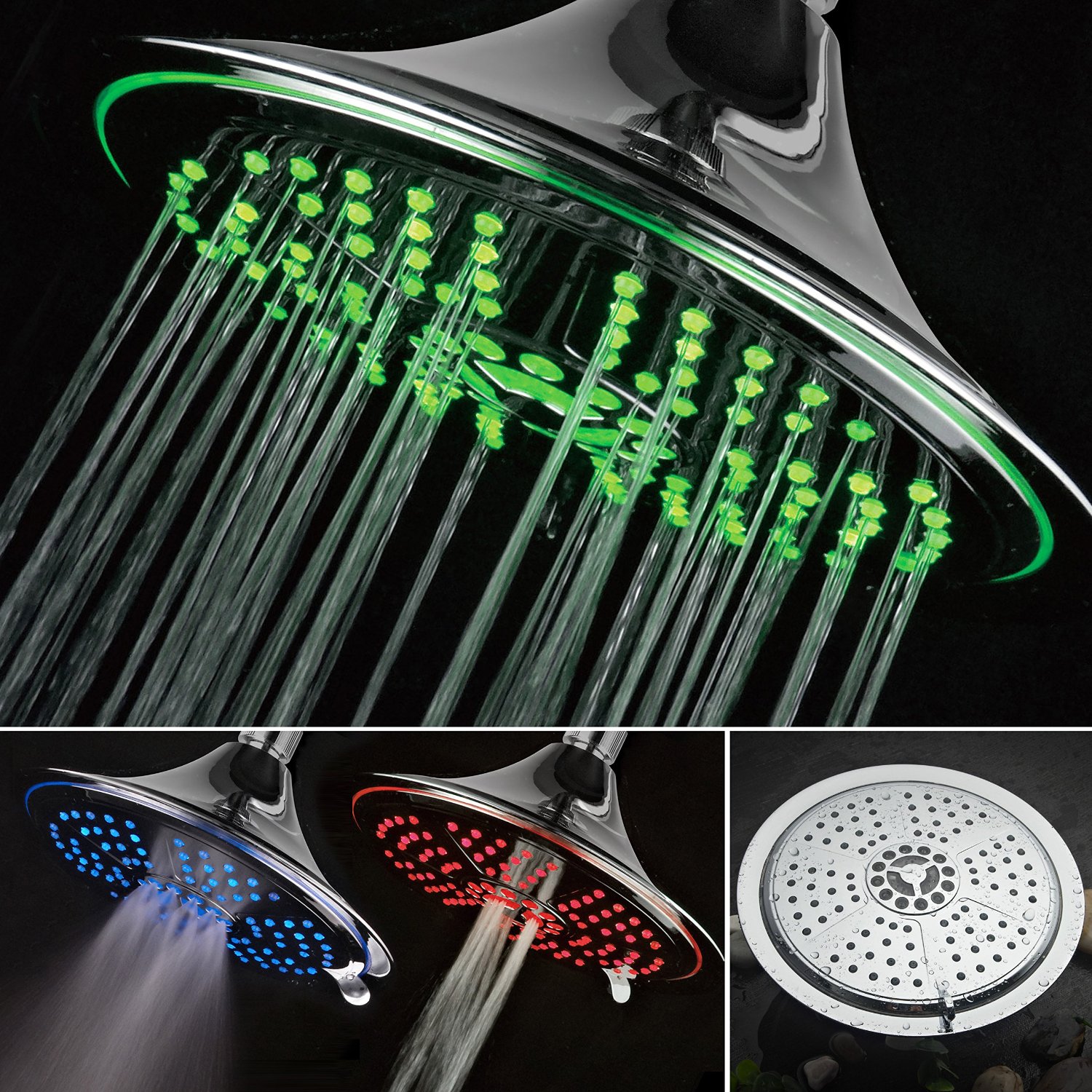 Dreamspa Ultra Luxury Extra-large 8 in Rainfall LED Shower Head with 5 Settings