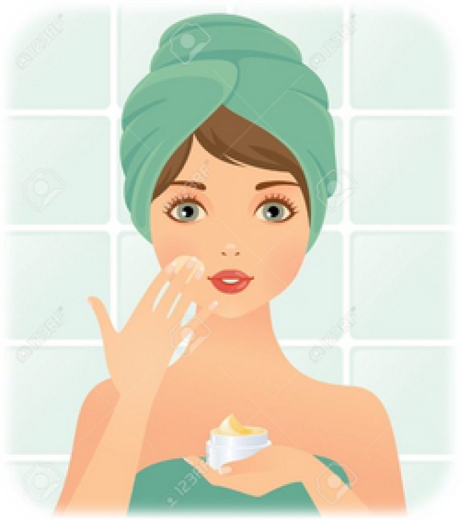 14238437-girl-takes-care-of-the-skin-Stock-Vector-cosmetics